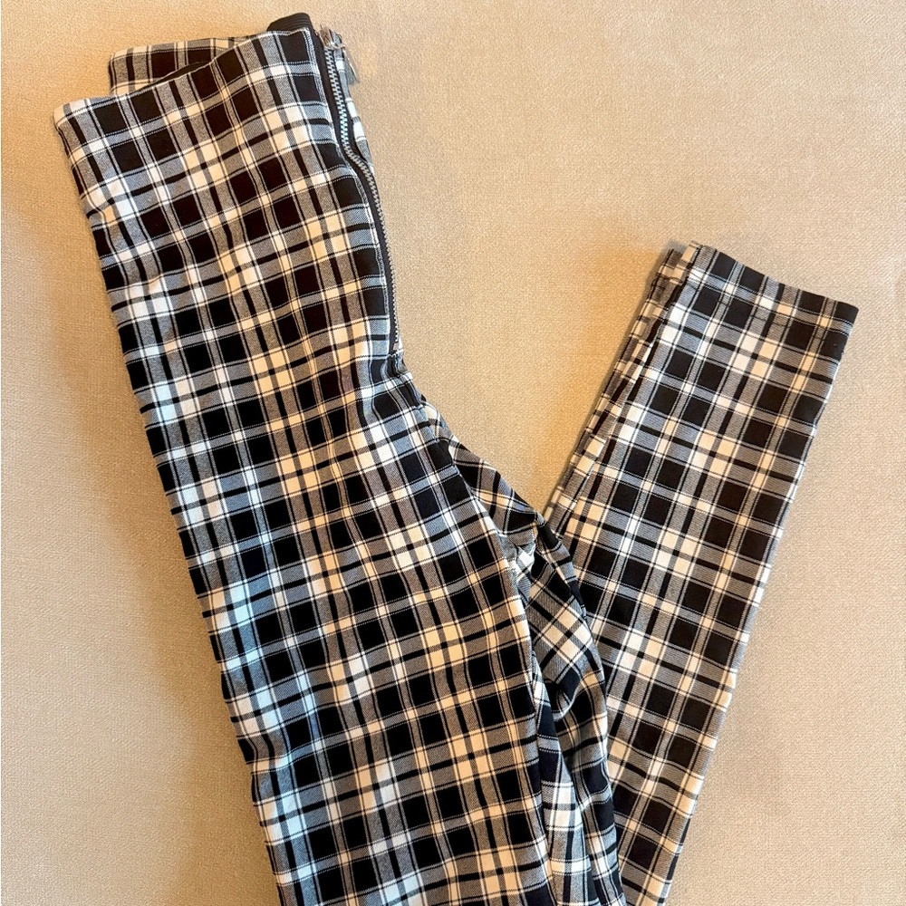 Zara Black and White Plaid Kids Leggings